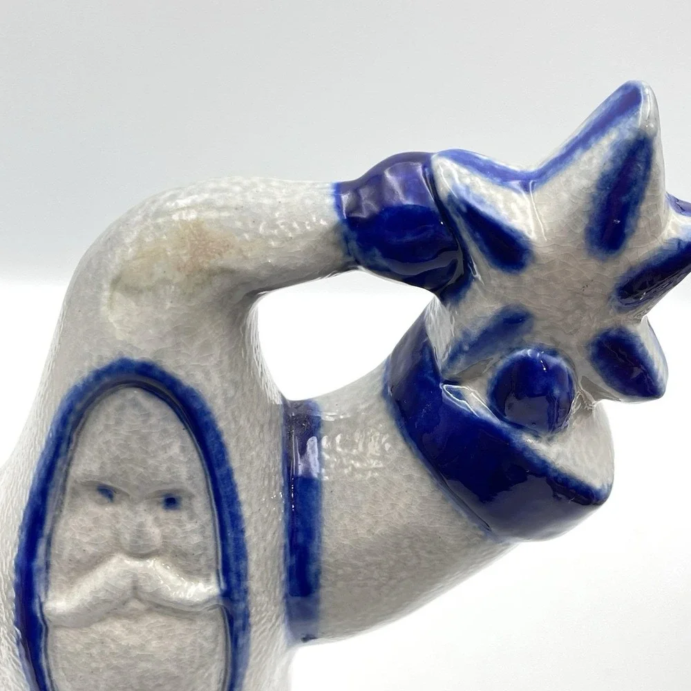 Eldreth Pottery 1997 Santa Claus Father Christmas Salt Glaze Blue 10" Figurine - Picture 6 of 13